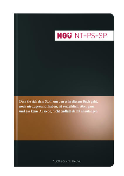 Die NGÜ verbindet Texttreue und Verständlichkeit. Diese Ausgabe gibt es in 3 Covervarianten. Grundfarbe ist jeweils schwarz. Die Covervariante ist nicht wählbar. • Preiswerte Paperback-Ausgabe • Sehr gut verständlicher Bibeltext • Mit ausführlichen Anmerkungen am Rand • Lesefreundliche Textgestaltung