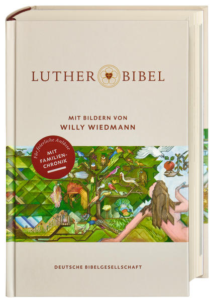 Die Bibel allen Christen durch Bilder nahe bringen: das einzigartige Werk von Willy Wiedmann Er wollte die Bibel vereinfachen und den Menschen mit seinen Bildern einen direkten Zugang zum Wort Gottes ermöglichen: Willy Wiedmann. 16 Jahre lang übertrug der Stuttgarter Künstler und Kirchenmaler die Botschaft der Bibel in Gemälde. Erst nach seinem Tod konnte sein monumentales Werk gezeigt und veröffentlicht werden. Damit wurde der Wunsch des Malers wahr: die Bibel mit allen Menschen zu teilen, damit sie die Heilige Schrift auf neue Art und Weise erleben und vielleicht sogar dadurch besser begreifen können. -Die schönsten Bilder aus der Künstler-Bibel von Willy Wiedmann-Lutherbibel mit Altem und Neuen Testament, Apokryphen und 36 Farbtafeln-Mit Familienchronik: auch als Traubibel geeignet-Ein stilvolles christliches Geschenk Nach Chagall, Dürer, Michelangelo und Rembrandt: Die Wiedmann Bibel als Künstleredition! Maler, Bildhauer, Musiker, Komponist, Schriftsteller und Galerist: Willy Wiedmann war ein Multitalent. Seine beeindruckende Bibel-Interpretation im Polykonstil besteht aus 19 Leporello-Büchern mit insgesamt 3.333 Bildern in einer Gesamtlänge von 1,17 km. Sie wurde nun als Sammlerausgabe in zwei voluminösen und hochpreisigen Bänden in der Deutschen Bibelgesellschaft veröffentlicht. Mit dieser Lutherbibel liegt zum ersten Male eine repräsentative Auswahl der Wiedmann-Bilder in einer kleinen Bibel-Ausgabe vor und erfreut Kunstinteressierte, Sammler und Bibel-Leser!