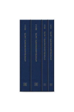 Die Editio Critica Maior dokumentiert die gesamte griechische Textgeschichte des Neuen Testaments im 1. Jahrtausend. Sie ist die Grundlage für die wissenschaftliche Forschung zum Text des Neuen Testaments.-Die vollständige Apostelgeschichte erscheint auch in folgenden Teilbänden: 1. Text (Teil 1.1 + Teil 1.2): ISBN 978-3-438-05609-2 + ISBN 978-3-438-05610-8 2. Begleitende Materialien: ISBN 978-3-438-05612-2 3. Studien: ISBN 978-3-438-05613-9