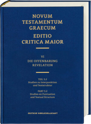 Die Editio Critica Maior dokumentiert die griechische Textgeschichte des Neuen Testaments im ersten Jahrtausend. Sie ist die Grundlage für die wissenschaftliche Erforschung des neutestamentlichen Texts weltweit. Jetzt liegt der Band zur Offenbarung vor. Das Werk erscheint in vier Teilbänden: Im ersten Teilband (Band VI/1) findet sich der griechische Text inklusive einem klar strukturierten, umfangreichen textkritischen Apparat. Im zweiten Teilband (Band VI/2) finden sich ergänzende Materialien, die den textkritischen Apparat entlasten. Im dritten Teilband (Band VI/3.1) finden sich weitergehende Studien zum Text: ein Kommentar zu ausgewählten Varianten sowie Untersuchungen zu frühen Übersetzungen und zur patristischen Überlieferung Im vierten Teilband (Band VI/3.2) finden sich Studien zu Interpunktion und Textstruktur, da auf diesen Aspekten bei dem Band zur Offfenbarung ein besonderer Schwerpunkt liegt. Das Institut für Neutestamentliche Textforschung ist ein Universitätsinstitut in Münster, das die Überlieferungsgeschichte des Neuen Testaments in seiner griechischen Ursprache erforscht. Für die Deutsche Bibelgesellschaft gibt es das Novum Testamentum Graece (»Nestle-Aland«), das Greek New Testament sowie die Editio Critica Maior (ECM) heraus. Für die ECM arbeitet es eng mit anderen Institutionen und Wissenschaftlern zusammen. Der Band zur Offenbarung wurde unter Leitung von Prof. Dr. Martin Karrer am Institut für Septuaginta- und biblische Textforschung der Kirchlichen Hochschule Wuppertal erstellt.