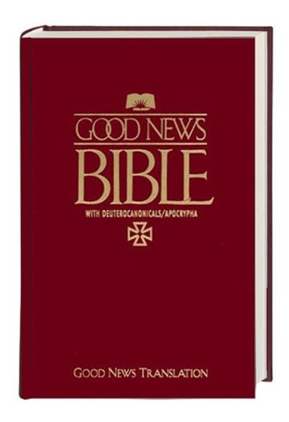 Ausgabe mit Deuterocanonicals/Apocrypha. Zweispaltige Ausgabe mit Zeichnungen, Sacherklärungen, Stichwortverzeichnis, Ortsverzeichnis, Zeittafel zur Überlieferung der Bibel und Landkarten. Übersetzung: Good News Translation Die erste kommunikative Übersetzung der Bibel (1966/76) aus den Grundsprachen in ein leicht verständliches English