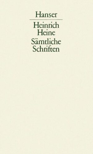 Buch der Lieder · Nachgelesene Gedichte 1812-1827 · Tragödien (Almansor · William Ratcliff) · Byron-Übersetzungen · Aufsätze zur Literatur 1820-1828 · Fragmente erzählender Prosa (Der Rabbi von Bacherach · Aus den Memoiren des Herren von Schnabelewopski · Florentinische Nächte) · Anhang: Zu dieser Ausgabe · Heines Pläne zu einer Gesamtausgabe seiner Schriften · Anmerkungen · Zeugnisse · Verzeichnis der Gedichtanfänge und -überschriften