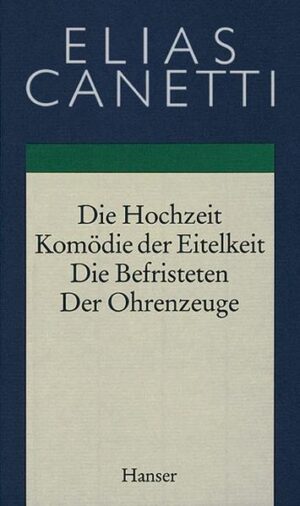 Die in diesem Band versammelten Dramen zeigen Elias Canetti als einen der herausragenden Theaterschriftsteller dieses Jahrhunderts. Seine Komödie der Eitelkeit ist ebenso auf deutschen Bühnen präsent wie das Gesellschaftsstück Hochzeit und das Drama Die Befristeten, Canettis Auseinandersetzung mit seinem Lebensthema, der Resistenz gegen die Macht des Todes. Ergänzt wird der Band durch fünfzig unnachahmliche Kleinode der Beobachtungsgabe Canettis, die Charakterskizzen Der Ohrenzeuge.