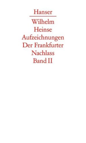 Band 2 der erstmals vollständigen Edition von Wilhelm Heinses in Frankfurt aufbewahrten Nachlassheften umfasst seine von 1784 bis zu seinem Tod im Jahr 1803 niedergeschriebenen Aufzeichnungen. Ergänzt durch Briefe von und an Heinse sowie drei sogenannte Sammelhefte mit verstreuten, posthum zusammengefassten Notizen aus verschiedenen Epochen seines Lebens eröffnet sich dem Leser mit diesem Band "eines der bedeutendsten Zeugnisse des von Heinse in Frage gestellten europäischen Neoklassizismus" (Norbert Miller).