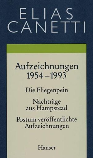 Die Aufzeichnungen sind Canettis intellektuelles Tagebuch, sie galten ihm als das Wichtigste in seinem Werk. Die Themen in diesem Band: der Krieg, Vezas Tod, England und der Abschied von England, und immer wieder Canettis Verzweiflung über fehlende Anerkennung. Mit Band 4 und 5 der Werkausgabe liegen die Aufzeichnungen in der von Canetti vorgesehenen Auswahl nun vollständig vor. Ein Register der erwähnten Personen, Werke und Orte erschließt dieses wichtige Werk des Jahrhundertlesers Elias Canetti.