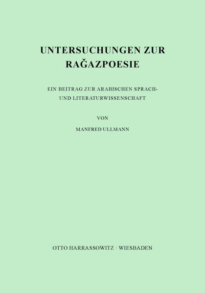 Untersuchungen zur Ragazpoesie | Manfred Ullmann