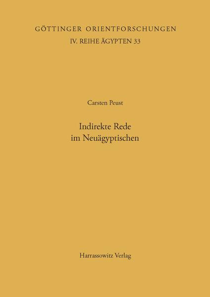 Indirekte Rede im Neuägyptischen | Carsten Peust