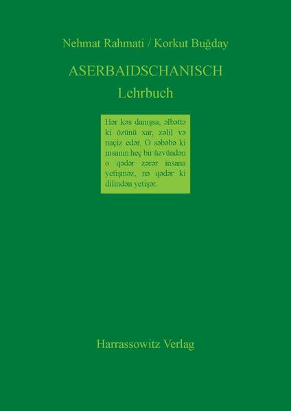 Das Lehrbuch, das aus Materialien des Aserbaidschanisch-Unterrichts an der Universität Hamburg erarbeitet wurde, ist nicht nur eine Einführung in die aserbaidschanische Literatursprache, sondern berücksichtigt auch die Besonderheiten des Nord- und Südaserbaidschanischen. Die Lesestücke, die, abgesehen von der Sprachübung auch Eindrücke von der Kultur und Geschichte Aserbaidschans vermitteln, entstammen verschiedenen Genres und spiegeln unterschiedliche Sprachebenen wider. Jede Lektion enthält einen Abschnitt zur Grammatik, eine Vokabelliste, einen oder zwei Lesetexte sowie Übungen zu der behandelten Grammatik. Die Erläuterungen zur Grammatik werden durch zahlreiche Beispiele, jeweils mit deutscher Übersetzung, verdeutlicht. Im Anhang sind die im Aserbaidschanischen gebräuchlichen Wortbildungssuffixe aufgelistet und erklärt, auch solche, die im Buch nicht vorkommen. Danach folgt ein Glossar.