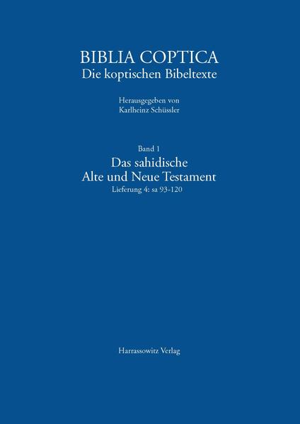 In der Reihe „Biblia Koptologiea“ erscheint erstmals eine systematische Zusammenstellung aller Bibeltexte zum Alten und Neuen Testament aus dem Bereich der alten koptischen Kirche Ägyptens. Karlheinz Schüssler gelang es, den ursprünglichen Aufbau und Umfang verschiedener Codices weitgehend zu rekonstruieren, denn viele Handschriftenblätter, die seinerzeit aus den Codices gerissen wurden und heute in den verschiedensten Museen und Bibliotheken aufbewahrt werden, konnte er der einstigen Handschrift zuordnen. Jeder Text enthält detaillierte Angaben mit Aufbewahrungsort. Alle Lieferungen haben ein Bibelstellenregister und einen Tafelteil. Ein Werk von grundlegender Bedeutung für die Biblische Theologie/Exegese und die Kirchen- und Kanongeschichte!