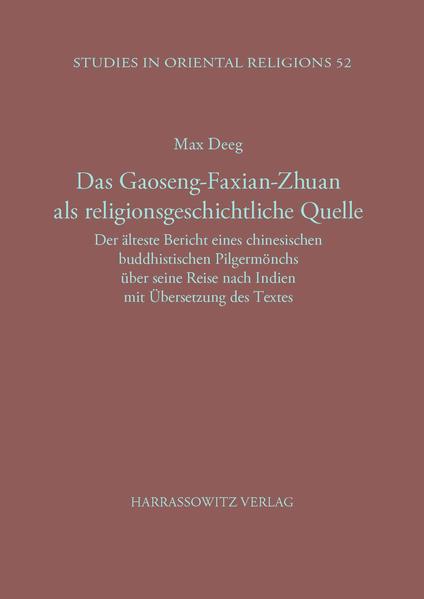 Das Gaoseng-Faxian-zhuan-oder auch Foguo-ji, „Bericht über die buddhistischen Länder"-ist, geschrieben zu Beginn des fünften Jahrhunderts, der älteste „Reisebericht" eines chinesischen buddhistischen Mönches, Faxian, über den Buddhismus in den Regionen Chinesisch-Zentralasiens und Indiens. Schon in einer sehr frühen Phase des europäischen Interesses am Buddhismus wurde die religionsgeschichtliche Wichtigkeit dieses Textes erkannt-wie die erste französische Übersetzung aus dem Jahre 1836 durch Abel Rémusat deutlich zeigt -, und bis in die Gegenwart wird er als wichtige religionsgeschichtliche Quelle verwendet und zitiert. Bislang liegt von diesem Bericht jedoch, neben den älteren von Beal und Giles, keine Übersetzung in eine westliche Sprache vor, die die neuesten Ergebnisse der Buddhismuskunde, Indologie, Sinologie, Zentralasienkunde, der Archäologie und der Kunstgeschichte-nicht zuletzt chinesischer und japanischer-miteinbezöge