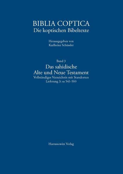 In der Reihe Biblia Koptologiea des Forschungsinstituts für Koptologie und Ägyptenkunde der Universität Salzburg erscheint erstmals eine systematische Zusammenstellung aller Bibeltexte zum Alten und Neuen Testament aus dem Bereich der alten koptischen Kirche Ägyptens. Karlheinz Schüssler gelang es, den ursprünglichen Aufbau und Umfang verschiedener Codices weitgehend zu rekonstruieren, denn viele Handschriftenblätter, die seinerzeit aus den Codices gerissen wurden und heute in den verschiedensten Museen und Bibliotheken aufbewahrt werden, konnte er der einstigen Handschrift zuordnen. Jeder Text enthält detaillierte Angaben mit Aufbewahrungsort. Alle Lieferungen enthalten ein Bibelstellenregister und einen Tafelteil. Das Werk ist von grundlegender Bedeutung für die Biblische Theologie/Exegese und die Kirchen- und Kanongeschichte.