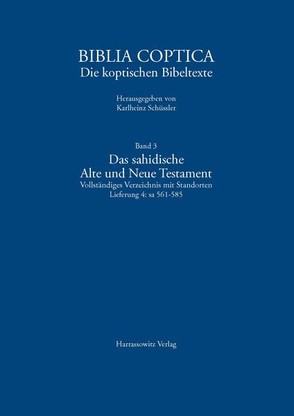 In der Reihe Biblia Koptologiea des Forschungsinstituts für Koptologie und Ägyptenkunde der Universität Salzburg erscheint erstmals eine systematische Zusammenstellung aller Bibeltexte zum Alten und Neuen Testament aus dem Bereich der alten koptischen Kirche Ägyptens. Karlheinz Schüssler gelang es, den ursprünglichen Aufbau und Umfang verschiedener Codices weitgehend zu rekonstruieren, denn viele Handschriftenblätter, die seinerzeit aus den Codices gerissen wurden und heute in den verschiedensten Museen und Bibliotheken aufbewahrt werden, konnte er der einstigen Handschrift zuordnen. Jeder Text enthält detaillierte Angaben mit Aufbewahrungsort. Alle Lieferungen enthalten ein Bibelstellenregister und einen Tafelteil. Das Werk ist von grundlegender Bedeutung für die Biblische Theologie/Exegese und die Kirchen- und Kanongeschichte