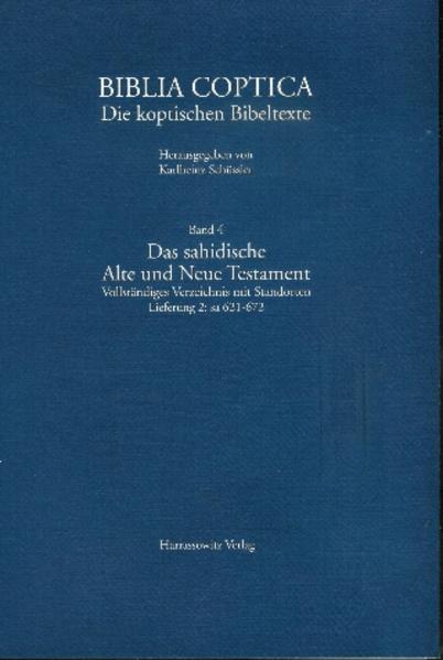 In der Reihe Biblia Koptologiea erscheint erstmals eine systematische Zusammenstellung aller Bibeltexte zum Alten und Neuen Testament aus dem Bereich der alten koptischen Kirche Ägyptens. Karlheinz Schüssler gelang es, den ursprünglichen Aufbau und Umfang verschiedener Codices weitgehend zu rekonstruieren, denn viele Handschriftenblätter, die seinerzeit aus den Codices gerissen wurden und heute in den verschiedensten Museen und Bibliotheken aufbewahrt werden, konnte er der einstigen Handschrift zuordnen. Jeder Text enthält detaillierte Angaben mit Aufbewahrungsort. Alle Lieferungen enthalten ein Bibelstellenregister und einen Tafelteil. Das Werk ist von grundlegender Bedeutung für die Biblische Theologie/Exegese und die Kirchen- und Kanongeschichte. Band 1: Lieferung 1: sa 1- 20 ISBN 978-3-447-03782-2. € 44,- (D) / sFr 76,- Lieferung 2: sa 21- 48 ISBN 978-3-447-03814-0. € 44,- (D) / sFr 76,- Lieferung 3: sa 49-92 ISBN 978-3-447-04097-6. € 44,- (D) / sFr 76,- Lieferung 4: sa 93-120 ISBN 978-3-447-04281-9. € 59,- (D) / sFr 101,- Band 2: In Vorbereitung. Band 3: Lieferung 1: sa 500-520 ISBN 978-3-447-04458-5. € 54,- (D) / sFr 93,- Lieferung 2: sa 521-540 ISBN 978-3-447-04733-3. € 59,- (D) / sFr 101,- Lieferung 3: sa 541-560 ISBN 978-3-447-05169-9. € 59,- (D) / sFr 101,- Lieferung 4: sa 561-585 ISBN 978-3-447-05510-9. € 59,- (D) / sFr 101,- Band 4: Lieferung 1: sa 586-620 ISBN 978-3-447-05781-3. € 59,- (D) / sFr 101,-