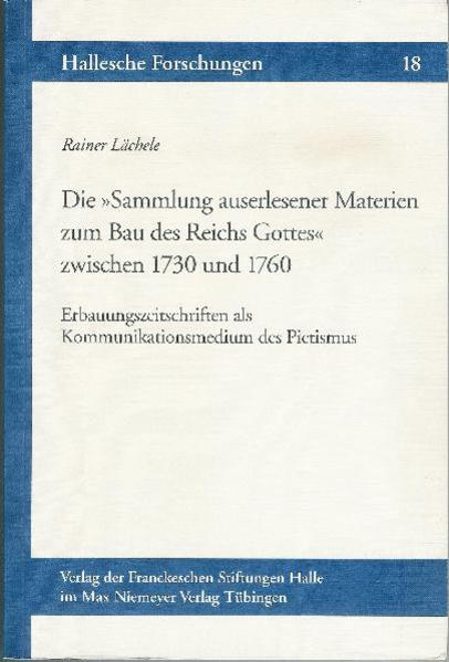 Der Pietismus schuf eine ausgeprägte Kommunikationsliteratur und bediente sich souverän des damals modernen Mediums Zeitschrift. Die Erbauungszeitschrift "Sammlung auserlesener Materien zum Bau des Reichs Gottes" (1730-1760) war wesentlich beteiligt an der "pietistischen Öffentlichkeit", wie sie auch ein Bestandteil der allgemeinen Konjunktur des Zeitschriftenwesens in der ersten Hälfte des 18. Jahrhunderts darstellt. Ihr Hauptziel bestand in der Glaubensstärkung der Wiedergeborenen. Die "Sammlung Auserlesener Materien" war tragender Bestandteil eines pietistischen Kommunikationsnetzes, das schon im frühen Pietismus angelegt war und weit über die Grenzen des Reiches hinaus ging.