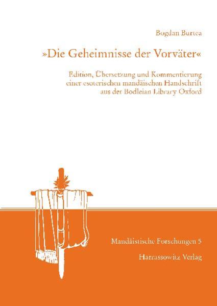 Die Mandäer, die letzte lebende gnostische Religionsgemeinschaft, verfügen über eine reiche religiöse Überlieferung. Dazu gehört die mandäische Handschrift Ms Asiat. Misc. C 13 (R) Diuan u-tafsir d-razia d-abahata „Die Abhandlung und die Erläuterung der Geheimnisse der Vorväter“ in der Bodleian Library Oxford, die besonders interessant ist, da sie einer Textgattung angehört, die sich an die mandäischen Priester richtet, die-als Vermittler des religiösen Wissens, der Gnosis-über esoterische Kenntnisse verfügen, die nur den Eingeweihten zugänglich sind. Bogdan Burtea legt nun die Erstedition, Übersetzung und Kommentierung dieser Handschrift vor. Da die mandäische Schrift wenig bekannt ist, wird der edierte Text in Transliteration wiedergegeben, zusätzlich ist eine Reproduktion auf Klapptafeln beigefügt. Die Übersetzung folgt möglichst originalgetreu dem mandäischen Text, ein durchgehender Kommentar mit Beschreibungen und Auslegungen der behandelten rituellen Handlungen ermöglicht jedoch auch Interessenten aus anderen Fachgebieten die Erschließung der Lehren und Riten der Mandäer. Hierbei leistet besonders die ikonografische Interpretation der Textillustrationen einen wichtigen Beitrag. Eine Wortliste lexikalisch noch nicht erschlossener mandäischer Formen, eine Bibliographie sowie ein Register der Fachtermini vervollständigen die Edition der mandäischen Handschrift.