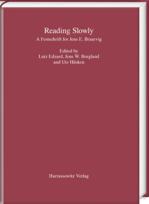 Reading Slowly contains contributions from a variety of fields as diverse as Buddhist Studies, Linguistics, Middle Eastern Studies, Indology, East Asia Studies, Sinology, Classical Studies and Nordic Studies, all focused in some way on the importance of philological scholarship for understanding history, culture, religion, language and law. Although their objects of study, source language(s), media, focus and research questions are different, the essays in this volume are firmly bound together by the philological method -in the broadest sense of the term -and the scholarship of Jens E. Braarvig, whose vast scope of interest and knowledge is reflected in the breadth of this Festschrift. With contributions dealing directly with sources in languages such as Sanskrit, Pāli, Tibetan, Chinese, Arabic, Hebrew, Hurrian, Korean, Latin, Greek and Old Norse, preserved on materials such as birch bark and paper manuscripts, clay tablets, wood slabs, printed editions, and modern day street signs, this volume is not only a homage to the breadth of Jens Braarvig's scholarship, but also a demonstration of the importance of language proficiency and philology for the humanities.