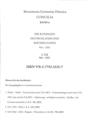 Die Konzilien Deutschlands und Reichsitaliens 916-1001, Teil 2: [962-1001]. Register | Ernst-Dieter Hehl