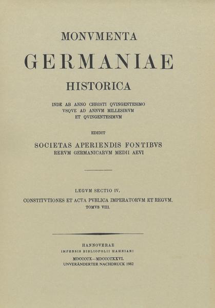 Constitutiones et acta publica imperatorum et regum (1345-1348) | Karl Zeumer, Richard Salomon