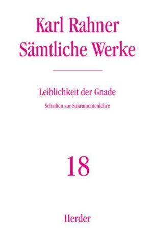 Sämtliche grundlegenden Schriften zur Theologie der Sakramente und des christlichen Lebens sind jetzt mit Band 18 der Gesamtausgabe erstmals in geschlossener Form zugänglich. Sie gruppieren sich um den 1960 veröffentlichten allgemeinen Entwurf einer Sakramentenlehre, die sich als Teil der Ekklesiologie konstituiert. Doch auch über diesen ekklesiologischen Aspekt der Sakramente hinaus hat Rahner der gegenwärtigen Sakramententheologie wesentliche Impulse zu geben vermocht.