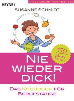 Susanne Schmidt hat 57 Kilo in nur sieben Monaten abgenommen - jetzt hilft sie anderen im Kampf gegen die Pfunde Rundum satt essen und dabei abnehmen - Susanne Schmidt macht’s möglich! Ihr Erfolgsgeheimnis lautet: Nicht mehr als 30 Gramm Fett pro Tag. Dank ihrer kinderleichten Methode purzeln die Pfunde schnell und bequem, und das erreichte Wunschgewicht lässt sich dauerhaft halten. Erstmals präsentiert sie jetzt schnelle und einfache Rezeptideen, mit denen man sich vor Heißhungerattacken schützen und auch im stressigen Berufsalltag schlank werden und bleiben kann. So kann wirklich jeder abnehmen.