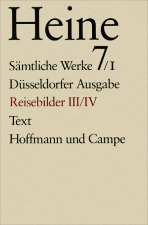 Der Textteil bietet verschiedene neue Aspekte, besonders bei den Bruchstücken zum Italienkomplex ("Reise von München nach Genua", "Die Bäder von Lukka", "Die Stadt Lukka"). Von besonderem Interesse ist eine erste Fassung der "Bäder von Lukka", die im Frühjahr 1829 entstand und später erheblich überarbeitet wurde. Aufschlußreich auch der Nachweis von Teilen aus Heines Notizbuch, das er während der Italienreise führte.