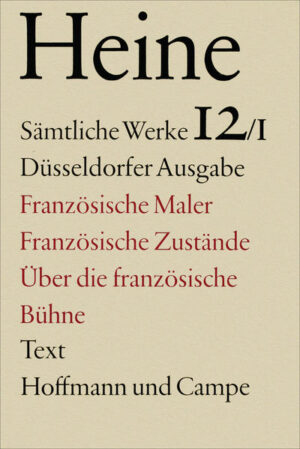 Dieser Band enthält journalistische Artikel über Frankreich in der Zeit von 1831 bis 1837, Teil seines deutsch-französischen Programms. Setzte er zu Beginn des Exils mit Berichten über die zentrale Gemäldeausstellung im Louvre ein, so folgten mit den "Französischen Zuständen" Analysen des politischen und sozialen Geschehens nach der Julirevolution. Den Abschluß bilden Briefe über das Pariser Theaterleben. Wie immer verfährt Heine aus einem progressiven Traditionsverständnis auch kritisch gegenüber seinem Gastland, bleibt aber weiterhin ein Unruhefaktor für die deutschen Zustände (Preußenkritik). Die französischen Übersetzungen ("De la France"), die unter seiner Mitwirkung entstanden, belegen die Rolle, die er schon damals als wichtigster neuerer Vermittler der deutschen Geisteswelt in Frankreich gewonnen hatte. Besonderes Gewicht wurde wiederum auf die Zusammensetzung und Anordnung des Textanhanges gelegt, in dem alle Vorstufen, nicht aufgenommenen Artikel und Erklärungen genetisch plaziert werden. Andererseits wurde beim Textkorpus dort strenger verfahren, wo sich bisherige Zuschreibungen nicht eindeutig bestätigen ließen. Die Erläuterungen beziehen als Folie die zeitgenössische Journal-Kommentierung zu den angesprochenen Sachverhalten, sowie in starkem Umfang auch andere Parallelberichte mit ein.