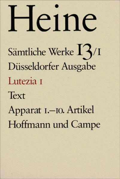 Die "Lutezia"-Berichte führen in den Werkbereich von Heines später Journalistik. Entstehungsgeschichtlich gesehen sind mehrere Stufen zu unterscheiden. Zunächst die Journalfassung der 82 Artikel, die Heine zwischen 1840 und 1848 für die "Allgemeine Zeitung" schrieb. Das Wechselverhältnis zwischen dem Pariser Korrespondenten und der Augsburger Redaktion bzw. der staatlichen Zensur wird minutiös beschrieben. Elf politisch besonders kritische Artikel bleiben unbedruckt, zwi weitere werden großenteils zurückbehalten und zwei Artikel zur Überarbeitung zurückgeschickt. Von den übrigen Artikeln werden viele ebenfalls durch die Redaktion (Gustav Kolb) oder die staatliche Zensur gekürzt bzw. überarbeitet. Der Autor bewahrt seine Brouillons auf, um den Wortlaut seiner Berichte zu sichern. 1852 und 1854 kommt es in zwei Stufen zur Überarbeitung und Ergänzung der Artikelserie, die den Titel "Lutezia" erhält und in zwei Teilen als Buch innerhalb der "Vermischten Schriften" erscheint. Der Autor holt seine Entwürfe und ungedruckt gebliebenen Artikel hervor und form aus ihnen und den Zeitungsartikeln ein zusammenhängendes Werk, das er eine "Chrestomathie guter publizistischer Prosa" nennt, und in dem er sein revolutionäres Bild von Paris ungehinderter durchsetzen kann.