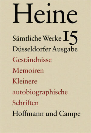 Dieser Band vereinigt Heines autobiographische Schriften, als Haupttexte die "Geständnisse" und "Memoiren" mit ihren Bruchstücken, daneben die kürzeren Lebensabrisse, Testamente sowie die Erklärungen zu Schlüsselerfahrungen wie dem Erbschaftsstreit. Erstmals ist es auf diese Weise möglich, Heines Verlautbarungen zum eigenen Leben zusammenhängend zu überblicken und Kontinuität und Wechsel in der Selbstdarstellung zu verfolgen.