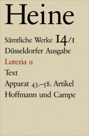 Die "Lutezia"-Berichte führen in den Werkbereich von Heines später Journalistik. Entstehungsgeschichtlich gesehen sind mehrere Stufen zu unterscheiden. Zunächst die Journalfassung der 82 Artikel, die Heine zwischen 1840 und 1848 für die "Allgemeine Zeitung" schrieb. Das Wechselverhältnis zwischen dem Pariser Korrespondenten und der Augsburger Redaktion bzw. der staatlichen Zensur wird minutiös beschrieben. Elf politisch besonders kritische Artikel bleiben unbedruckt, zwi weitere werden großenteils zurückbehalten und zwei Artikel zur Überarbeitung zurückgeschickt. Von den übrigen Artikeln werden viele ebenfalls durch die Redaktion (Gustav Kolb) oder die staatliche Zensur gekürzt bzw. überarbeitet. Der Autor bewahrt seine Brouillons auf, um den Wortlaut seiner Berichte zu sichern. 1852 und 1854 kommt es in zwei Stufen zur Überarbeitung und Ergänzung der Artikelserie, die den Titel "Lutezia" erhält und in zwei Teilen als Buch innerhalb der "Vermischten Schriften" erscheint. Der Autor holt seine Entwürfe und ungedruckt gebliebenen Artikel hervor und form aus ihnen und den Zeitungsartikeln ein zusammenhängendes Werk, das er eine "Chrestomathie guter publizistischer Prosa" nennt, und in dem er sein revolutionäres Bild von Paris ungehinderter durchsetzen kann.