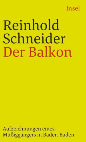 Während seines Aufenthaltes im winterlichen Baden-Baden erlebt Reinhold Schneider den Abriß des Hauses seiner Kindheit. Erinnerungen steigen in ihm auf - ihm erscheinen in den alten Räumen und auf dem Balkon die Gestalten der Gäste und Bewohner, berühmte wie längst vergessene. Ein Spaziergang durch Baden-Baden und seine Geschichte.