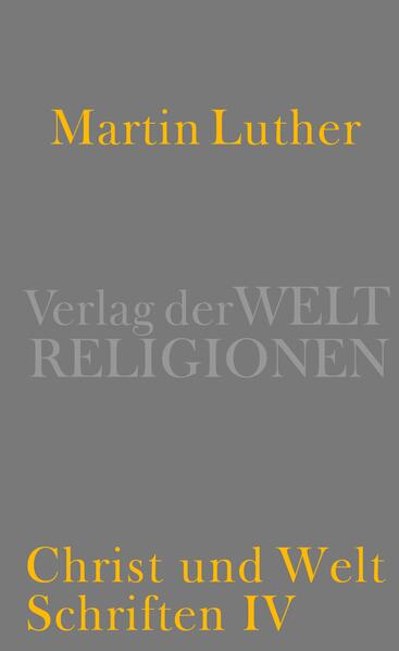 Die neue vierbändige Auswahlausgabe ist weniger biographisch an der Entwicklung von Luthers Theologie orientiert als an der vom ›Ereignis Luther‹ erzielten Wirkung: Sie rückt seine ›reformatorische‹ Schriftstellerei, nach Themen geordnet, in jenen Dimensionen in den Vordergrund, die für die Veränderung des bestehenden Kirchenwesens folgenreich und für den Aufbau eines evangelischen Kirchentums dauerhaft prägend geworden sind. Die Textgestaltung will, soweit nicht lateinische Schriften ins Hochdeutsche übersetzt werden, den originalen Sprachklang erhalten: In Wortschatz, Laut- und Formenstand wird der Text der Weimarer Lutherausgabe unverändert beibehalten. Behutsame orthographische Modernisierungen dienen als Lesehilfe. Der vierte Band »Christ und Welt« enthält: De votis monasticis. Praefatio/Von den Mönchsgelübden. Vorrede (1522)-Vom ehelichen Leben (1522)-Von weltlicher Obrigkeit, wie weit man ihr Gehorsam schuldig sei (1523)-Vermahnung zum Frieden auf die zwölf Artikel der Bauernschaft in Schwaben (1525)-Wider die räuberischen und mörderischen Rotten der anderen Bauern (1525)-Ob Kriegsleute auch in seligem Stande sein können (1526)-Eine Heerpredigt wider den Türken (1529)-Warnung D. Martin Luthers an seine lieben Deutschen (1531)-Disputatio de homine/Disputation über den Menschen (1536)