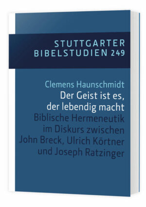 Die Heilige Schrift ist ein Buch mit tausend Facetten. Die Frage nach der rechten Auslegung ihrer Texte bewegt Menschen weltweit. Der Autor greift die aktuelle, kontrovers geführte Debatte in der Bibelwissenschaft über eine mögliche Synthese von wissenschaftlicher und geistlich-theologischer Interpretation auf und bringt dazu die bibelhermeneutischen Thesen der drei Theologen John Breck (orthodox), Ulrich Körtner (reformiert) und Joseph Ratzinger (katholisch) ins Gespräch. Das Zusammenspiel von Exegese und Hermeneutik wird ebenso untersucht wie die Relevanz patristischer Entwürfe und die Beziehung von Glaube, Kirche und Heiliger Schrift. Die verschiedenen Ansätze der drei Theologen vereint die Suche nach einem „inspirierenden Moment“, das beim Lesen und Auslegen der Heiligen Schrift ihre existenzielle Bedeutung offenbart. Zum Autor: Clemens Haunschmidt (*1990 Wels, Oberösterreich), Studium der katholischen Theologie in Heiligenkreuz und Wien, Priester der Erzdiözese Wien und derzeit als Kaplan tätig.  