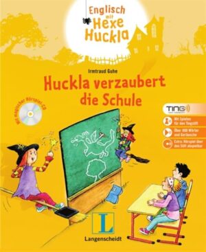 Englisch lernen mit Spaß! Hexe Huckla und ihre englische Freundin Witchy landen durch ein Missgeschick in einer Schule und sorgen dabei für viele lustige Turbulenzen! Ein liebevoll illustriertes Bilderbuch mit spannendem Hörspiel- Abenteuer für Kinder im Vor- und Grundschulalter. Durch ein Missgeschick landen Huckla und Witchy in einer echten Schule. Mit echten Schulkindern! Natürlich müssen sie sofort testen, ob ihre Zauberkräfte auch in der Menschenwelt funktionieren - und schon herrscht das schönste hexenmäßige Durcheinander: der große Wetterwirbelzauber verwüstet den Schulgarten, die Schule wird plötzlich von wilden Tieren bevölkert und alle Kinder finden sich in ihren geheimsten Träumen wieder. Ob Huckla und Witchy dieses Chaos wieder in Ordnung bringen können? Bilderbuch für Kinder ab 5 Jahren Laufzeit der Hörspiel- CD: 60 Minuten lustige Suchspiele für den Ting- Stift zum Englisch lernen Wörter mit dem Ting- Stift anhören kindgerechte Texte, von Kindern gesprochen Der Ting- Stift ist kein Bestandteil des Produktes. Sie können ihn hier erwerben.