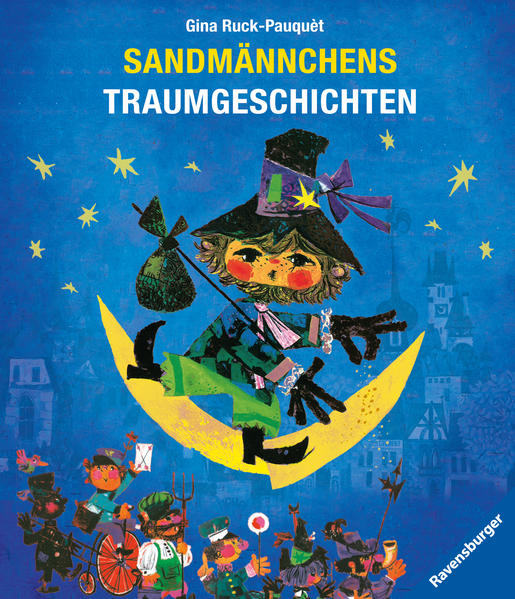 So macht Ins- Bett- Gehen Spaß! Das Sandmännchen erzählt 60 Gutenachtgeschichten vom Zoowärter, vom Zauberer, vom Nachtwächter, vom Stationsvorsteher, vom Schornsteinfeger und vom Briefträger, von kleinen und großen Tieren, besten Freunden, langen Reisen und kleinen Wundern. Die kurzen Geschichten eignen sich perfekt zum Vorlesen, Einschlummern und Träumen und werden begleitet von zauberhaften Illustrationen mit Retro- Charme. Wer begleitet Kinder seit Jahrzehnten beim Einschlafen? Wer hat schon Oma jeden Abend ins Bett gebracht, als sie noch ein Kind war? Wer erzählt seit über 60 Jahren die allerbesten Gutenachtgeschichten? Das Sandmännchen! Auf jeder Doppelseite findet sich eine neue emotionale, lustige oder zauberhafte Geschichte über Tiere, Freundschaft, Reisen, über die Sterne und die Blumen, über die kleinen Abenteuer des Alltags und manchmal auch über wahre Wunder. Die kurzen Geschichten eignen sich perfekt zum Vorlesen vor dem Schlafengehen, denn sie sind zwar spannend und lustig, aber ruhig zum friedlichen Einschlummern erzählt. „Sandmännchens Traumgeschichten“ ist der Nachfolgeband von „Sandmännchens Geschichtenbuch“, dem beliebten Gute- Nacht- Klassiker von Ravensburger.