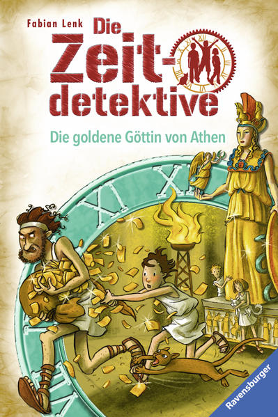 Athen, 438 v. Chr. Die Zeitdetektive erleben die Einweihung des Parthenon mit. Doch kaum ist die Feier vorüber, verschwindet Gold aus dem Tempel. Unter Verdacht: Perikles, der Bauherr! Können die Zeitdetektive seine Unschuld beweisen? Kinder für Geschichte begeistern - Fabian Lenk gelingt das immer! In seiner Reihe „Die Zeitdetektive“ verpackt er historisches Wissen in abenteuerliche Zeitreise- Krimis. Exakt recherchiert und spannend! Weitere Abenteuer der Zeitdetektive: Band 1: Verschwörung in der Totenstadt Band 6: Die Brandstifter von Rom Band 5: Geheimnis um Tutanchamun Band 10: Falsches Spiel in Olympia Band 15: Kleopatra und der Biss der Kobra Band 19: Gefahr am Ulmer Münster Band 21: Der Schwur des Samurai Band 26: Der Betrüger von Lübeck Band 27: Geheime Zeichen in Pompeji Band 28: Mozart und der Notendieb Band 29: Entführung in Nürnberg Band 30: Caesar und die große Verschwörung Band 31: Das Wunder von Bern Band 32: Der Spion am Hof des Sonnenkönigs Band 33: Leonardo da Vinci und die Verräter Band 34: Barbarossa und der Raub von Köln Band 35: Shakespeare und die schwarze Maske Band 36: Der Fluch des Pharao Band 37: Goldrausch im Wilden Westen Band 38: Ramses und die Falle am Nil Band 39: Kolumbus und die Meuterer Band 40: Die goldene Göttin von Athen