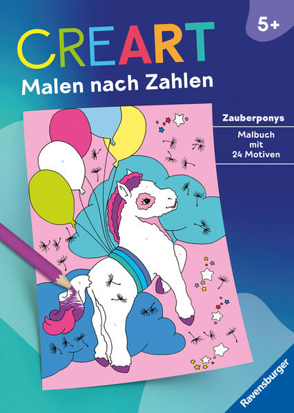 Zauberhafte Ponys malen wie die Profis - mit diesem Malbuch kein Problem! Das Malbuch enthält viele magische Ausmalmotive rund um das Thema Zauberponys: beim Spielen, sich Verkleiden und Träumen im Mondschein. Die altersgerechten Motive und nummerierten Ausmalfelder machen das Weitermalen der Bilder kinderleicht. So entstehen im Handumdrehen perfekte Kunstwerke. Die Zahlen sind so zart, dass sie beim Übermalen verschwinden. Die Farbpalette der Motive entspricht handelsüblichen Stiftpackungen. Die Ravensburger Erfolgsreihe CreArt - Malen nach Zahlen macht Malen zum Kinderspiel: Alle Ausmalfelder enthalten Zahlen, die die Farben vorgeben. Feld für Feld entstehen so ansprechende, detailreiche Bilder. Kinder malen erfolgreich auch anspruchsvolle Motive, wie Dinosaurier, Pferde oder Meerjungfrauen. Die Malbuch-Reihe enthält Angebote für zwei Altersstufen: ab 5 Jahren und ab 7 Jahren. Je nach Alter variiert die Größe der Malflächen. Sehr kleine Flächen sind vorgefärbt. Die Farbe der Zahlen erleichtert Vorschulkindern zudem die Zuordnung. So können die Kinder ganz nebenbei die Zahlen lernen. CreArt - Malen nach Zahlen gibt es auch mit Überraschungseffekt. In Heften mit Zauberpapier werden beim Ausmalen zusätzlich versteckte Details sichtbar. Das ist magisch und motiviert zum Fertigmalen. CreArt ist Malspaß mit Erfolgsgarantie und ein perfektes Geschenk für Mädchen und Jungen.