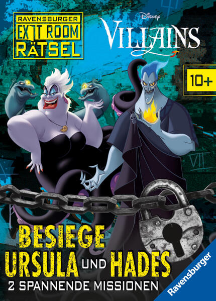 Dieses Buch ist spannend wie ein Escape Room! Kinder ab 10 Jahren tauchen ein in die Welt von Disneys Bösewichten und können hier zwei Fälle mit vielen kniffligen Knobelaufgaben lösen. Neben logischem Denken ist auch Kreativität gefragt: schreiben und malen, ausschneiden, falten oder zerreißen alles ist erlaubt! Nur wer alle Rätsel richtig löst, wird es schaffen, den Bösewichten das Handwerk zu legen. Die Rätsel im Buch kann ein Kind ab 10 Jahren alleine bewältigen. Manche sind einfacher, manche ziemlich knifflig. Aber es macht auch sehr viel Spaß, mit der ganzen Familie oder Freunden gemeinsam zu rätseln und die beiden Fälle zu knacken. Wer nicht trickst, ist dann mehrere Stunden gut beschäftigt. Ravensburger Exit Room Rätsel fordern heraus, bringen das Abenteuer nach Hause und sind dabei ungemein unterhaltsam.