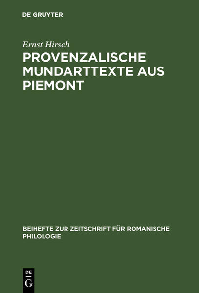 Provenzalische Mundarttexte aus Piemont | Ernst Hirsch