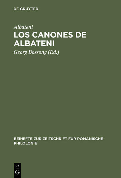 Los canones de Albateni | Albateni, Georg Bossong