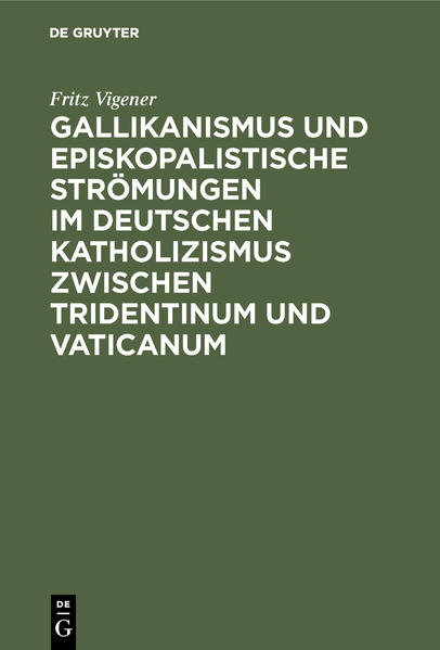 Frontmatter -- Inhaltsübersicht -- Gallikanismus und episkopalistische Strömungen im deutschen Katholizismus zwischen Tridentinum und Vaticanum -- Anspruch des mittelalterlichen Papsttums auf Universalepiskopat und Unfehlbarkeit (Gregor VII.) -- Konziliarismus und Episkopalismus seit dem späteren Mittelalter -- Das Tridentinum und der Episkopalismus -- Die nachtridentinische Theologie, die deutsche Gegenreformation und die papalistische Doktrin -- Gallikanismus in Frankreich -- Episkopalismus und gallikanische Theorien in Deutschland -- Die Vermittlungstheologie (Gerbert) -- Febronius -- Febronianismus und Aufklärung -- Säkularisation -- Nationalkirchliche Bestrebungen -- Der gemäßigte Gallikanismus der deutschen Theologie und die Propaganda der Gegner -- Joseph de Maistre -- Deutschland und de Maistres Theorien -- Das Mainzer Seminar, der „Katholik" und die Unfehlbarkeitsdoktrin -- Deutsche Theologen und Kanonisten über die Doktrin -- Der Münsterische und der Sailersche Kreis -- Die Tübinger Theologische Quartalschrift -- Zurücktreten des Konziliarismus -- Zurücktreten des Konziliarismus 64 Idee der auf dem Episkopat beruhenden, im Primat abgeschlossenen Kircheneinheit (Möhler) -- Der Kölner Kirchenstreit, die Kirchenpolitik Gregors XVI. und der Papalismus -- Gregor XVI. (Cappellari) als infallibilistischer Theolog -- Wirkung seiner Lehre in Deutschland -- Perrones Dogmatik in Deutschland -- Phillips und sein Kirchenrecht -- Bedeutung des Pontifikates Gregors XVI. in dem Kampfe zwischen dem gallikanisch-episkopalistischen und dem papalen Kirchenbegriff -- Verzeichnis der Personennamen