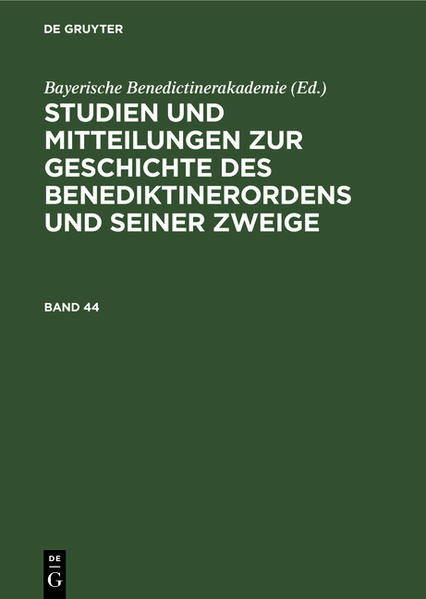 Frontmatter -- Inhalt des Jahrganges 1926 -- Aufsätze -- Beiträge zur Wirtschaftsgeschichte des Klosters Niederaltaich -- Der „gregorianische“ Schmerzensmann und das „Sacramentum S. Gregorii“ in Andechs -- Eine unbekannte Schrift des Ratherius von Verona -- Handschriften des Erfurter Benediktinerklosters St. Petri -- Die Einführung der Bursfelder Reform in Maria Laach -- Scheyern unter Abt Plazidus Forster 1734-1757 -- Der Physiker, Astronom, Geodät und Mitbegründer der bayerischen Landesvermessung P. Ulrich Schiegg von Ottobeuren -- Kleine Mitteilungen -- Scharnitz-Schlehdorf -- Ein Würzburger Abteid des 14. Jahrhunderts -- Ein abteiliches Ordinationsprivileg und dessen Zurücknahme, 1400 und 1403 -- Johannes III. Nablas, Abt von Metten (1595-1628) -- Zum 200. Todestage P. Ludwig Babenstubers O. S. B. -- Literarische Umschau -- Zur neuesten Chronik des Ordens -- Register für den Jahrgang 1926 (44. Bd.) -- Backmatter