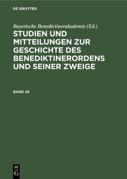 Frontmatter -- Inhalt Des Jahrganges 1927 -- Aufsätze -- Die Benediktusreliquie Von Wessobrunn -- Literarische Sturmzeichen Vor Der Säkularisation -- Das Abteiliche Pontiiikalienrecht Einst Und Jetzt -- Conrad II. Gen. Von Auerbach, Abt Von Metten (1287-1297) -- Ein Mirakelbuch Des Zisterzienserordens -- Petrus Von Rosenheim 0. S. B. Ein Beitrag Zur Melker Reformbewegung -- Des Kardinals Johann Von Turrecremata Kommentar Zur Regel Des Heiligen Benedikt -- Kleine Mitteilungen -- ,Locus Peipinpach' — ,Villa Sceftilari'. Ein Beitrag Zur Ortsnamenkunde Und Zum Wortgebrauch Frühbayerischer Urkunden -- Die Priorenkonferenz Von Scheyern 1627 -- Aus Stift Sonnenburg -- Literarische Umschau -- Veröffentlichungen Und Erörterungen Über St. Benedikt -- Zur Neuesten Chronik Des Ordens -- Wiedererrichtung Des Zisterzienserklosters Hardehausen — Benediktinerkolleg St. Peter, Salzburg — Seckau — Montserrat — Brevnov-Braunau — Seitenstetten — St. Peter-Salzburg — Fulda -- Register Für Den Jahrgang 1927 -- Backmatter