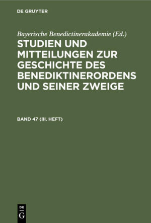 Frontmatter -- Inhalt des Jahrganges 1929 (II. Heft) -- Aufsätze -- Die Beziehungen der „Vita Gerardi maior" zur „Vita minor" -- Ein Säkularisationsplan sämtlicher deutscher Benediktinerklöster zu Anfang des 17. Jahrhunderts -- Der Physiker und Astronom P. Placidus Heinrich von St. Emmeram in Regensburg (1758—1825) -- Neue Ausgaben und Obersetzungen der Benediktinerregel -- Kleine Mitteilungen -- Kleine Mitteilungen. Eine Textfrage zum 1. Kapitel der Regel St. Benedikts -- Abt Alban von Seeon, ein bayerischer Bildhauer des 12. Jahrhunderts -- Thaddäus Siber als Ordensmann -- Benediktinische Geschichte? -- Literarische Umschau -- Zur neuesten Chronik des Ordens