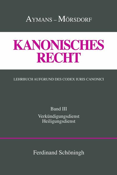 Fortsetzung des in 13., völlig neu bearbeiteter Auflage des von Eduard Eichmann begründeten und von Klaus Mörsdorf fortgeführten "Lehrbuch des Kirchenrechts". Der vorliegende 3. Band setzt die völlige Neubearbeitung des traditionsreichen und international anerkannten Standardwerks über das katholische Kirchenrecht fort. Der 3. Band beweist erneut, dass das Gesamtwerk über die übliche Kommentierung hinaus bestrebt ist, ein System des kanonischen Rechts im theologischen Wesensverständnis der Kirche zu entwickeln. Nachdem Band II die Struktur der Kirche als Communio behandelt hat, befasst sich der vorliegende Band III mit den wesentlichen Mitteln der kirchlichen Sendung in Wort und Sakrament. Es werden die Bücher 3 und 4 des Codex Iuris Canonici analysiert und systematisch zur Darstellung gebracht: der Verkündigungsdienst und der Heiligungsdienst der Kirche. Das Werk erschließt den Rechtsstoff nicht nur im Hinblick auf die Studierenden, sondern auch für die kirchliche Praxis in Gesetzgebung, Verwaltung und Rechtsprechung.