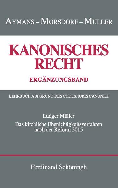 Päpstliche Korrekturen aus dem letzten Jahr machen dieses kleine Buch zu einer notwendigen Ergänzung zu Band IV des Lehrbuchs »Kanonisches Recht« von Aymans-Mörsdorf-Müller.»Drei berichtigende Worte des Gesetzgebers, und ganze Bibliotheken werden zu Makulatur«-dieser Satz aus einem Vortrag des Berliner Juristen Julius von Kirchmann von 1848 beschreibt gelegentlich auch die Situation des Kanonisten. Im Jahr 2015 hat Franziskus,Papst mehr als nur drei Wörter in das kirchliche Gesetzbuch berichtigend hinzugefügt