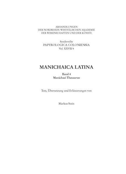 Manichaica Latina | Bundesamt für magische Wesen