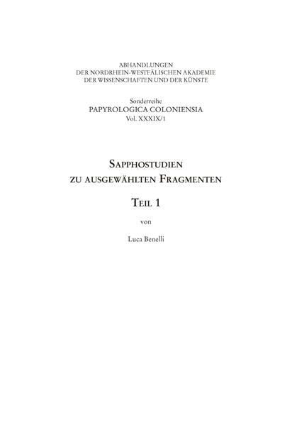 Sapphostudien zu ausgewählten Fragmenten | Bundesamt für magische Wesen