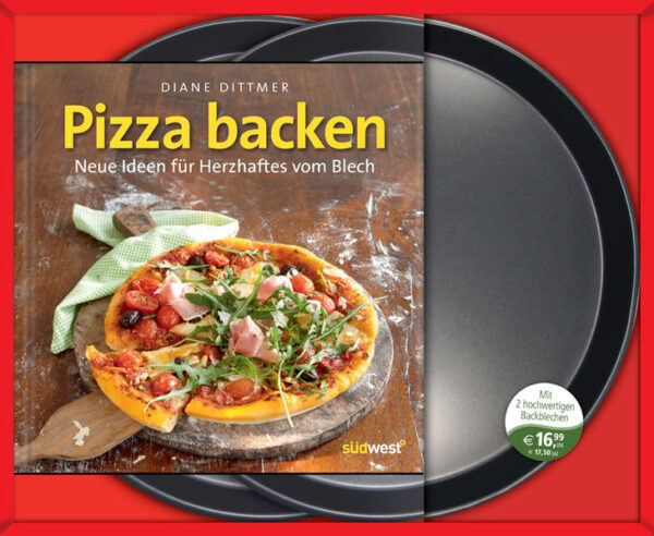 Buch, Pizzablech und tolle Rezepte für den runden Genuss Diese knusprig-runden Fladen aus Bella Italia sind heiß begehrt: Groß und Klein lieben Pizza! Beim Familienessen, auf Partys oder mit Freunden sorgen sie immer für glückliche Esser. Mit diesem einzigartigen Set, bestehend aus Rezeptbuch und zwei hochwertigen Backblechen, wird Pizzabacken zum täglichen Genusserlebnis: Über 30 Rezepte für klassisch belegte Pizzen und herzhafte Blechkuchen mit Gemüse, Fleisch, Fisch oder Meeresfrüchten lassen keinen kulinarischen Wunsch offen. Eine kompakte Warenkunde mit Grundrezepten für Teige und Saucen sowie ein Special mit Ideen für süße Pizzas vervollständigen die anregende Rezeptsammlung.