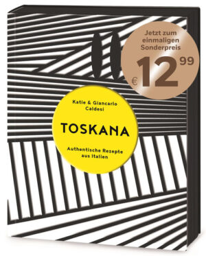 Die Seele der Toskana erleben Katie und Giancarlo Caldesi nehmen die Leser mit auf eine kulinarische Reise durch die Toskana, um die Köstlichkeiten der Region und die Geschichten dahinter zu entdecken. Das Buch beginnt mit einem Kapitel über "Toskanische Küchengeheimnisse", darauf folgen authentische Rezepte für Frühstück, Mittagessen, Aperitivo und Abendessen mit Pasta und Gnocchi, Secondi, Contorni und Dolci. Von Steinpilz-Risotto über Bistecca Fiorentina bis hin zu Esskastanien-Pfannkuchen mit Ricotta-Creme kommen hier alle Genießer auf ihre Kosten. Zugleich ist dieses Buch ein Genuss für's Auge! Sein edles schwarz-weißes Cover mit Prägung und die gefärbten Papierkanten machen es zum wertvollen Schmuckstück jeder Kochbuchsammlung. Außerdem enthält es neben vielen appetitlichen Rezeptfotos eine Vielzahl an Bildern, die das echte Leben in der Tosksana widergeben - authentisch, informativ und gefühlvoll. Ausstattung: ca. 100 Farbfotos