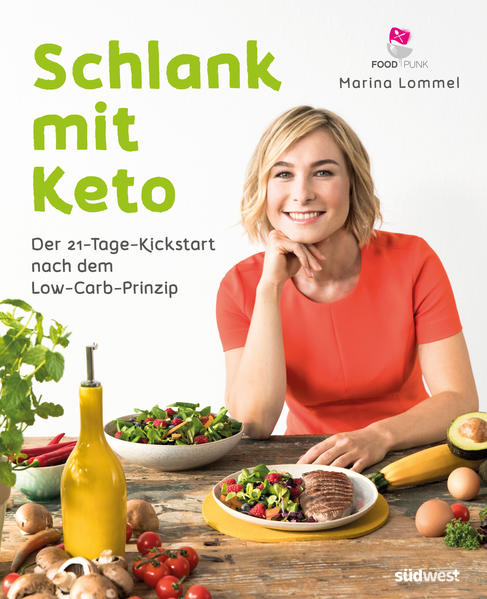 Ketogene Ernährung ist das neue Low Carb Dieses Buch kombiniert wissenschaftlich fundiertes Ernährungswissen mit motivierenden, persönlichen Erfolgsgeschichten der Autorin und einigen ihrer Kunden und zeigt in 70 originellen Rezepten, wie maximaler Genuss mit minimal wenigen Carbs möglich wird. Denn die ketogene Ernährung ist die effektivste Form von Low Carb: Mit nur wenigen Kohlenhydraten und mehr hochwertigem Fett pro Mahlzeit erreicht der Körper den Zustand der Ketose, in dem das Gehirn von Ketonkörpern versorgt wird. Das hat den positiven Effekt, dass es nicht mehr nach Zucker schreit und das ständige Hungergefühl ausbleibt. Stattdessen setzt eine intensive Fettverbrennung bei stabilem Insulinspiegel ein. Die Vorteile: Das Ende der Zuckersucht und zahlreiche gesundheitsrelevante Verbesserungen, wie… …stabile und langfristige Gewichtsreduktion ohne Muskelabbau …höhere Herzkreislauf-Gesundheit durch mehr „gutes Cholesterin“ (HDL) …besserer Schlaf …erhöhte Konzentrationsfähigkeit …verbesserte Leistungsfähigkeit …mehr Lebensfreude, weniger schlechte Laune oder Stimmungsschwankungen Wer gesund abnehmen und langfristig schlank bleiben möchte, trifft mit der erprobten Ernährungsweise der Keto-Expertin Marina Lommel und ihrem neuesten Ratgeber die richtige Entscheidung. In „Schlank mit Keto“ bietet die erfolgreiche Ernährungsberaterin nicht nur leicht verständliches Hintergrundwissen, sondern zeigt das Keto entgegen mancher Vorurteile als alltagstaugliche, flexible und abwechslungsreiche Ernährungsweise funktioniert. Für den Einstieg enthält das Buch ein konkretes 21-Tage-Programm für den Keto-Kick-Start. Im Anschluss machen ein bewährtes Baukasten-System sowie zahlreiche praktische Empfehlungen und Tipps die Übernahme der Prinzipien in den Alltag leicht. Ausstattung: Ca. 70 Farbfotos